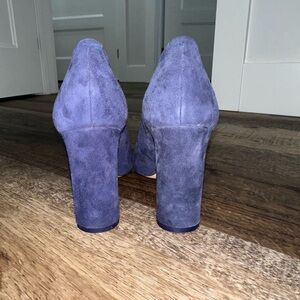 Navy blue suede high heels